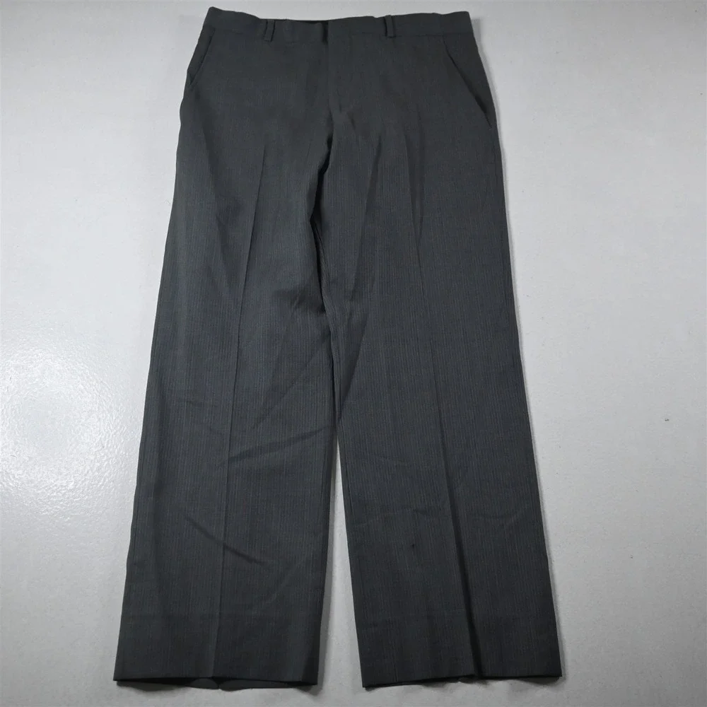 Kenneth Cole 38S 32x30 Gray Striped 100% Wool Mens Jacket Pants Suit - Picture 8 of 12
